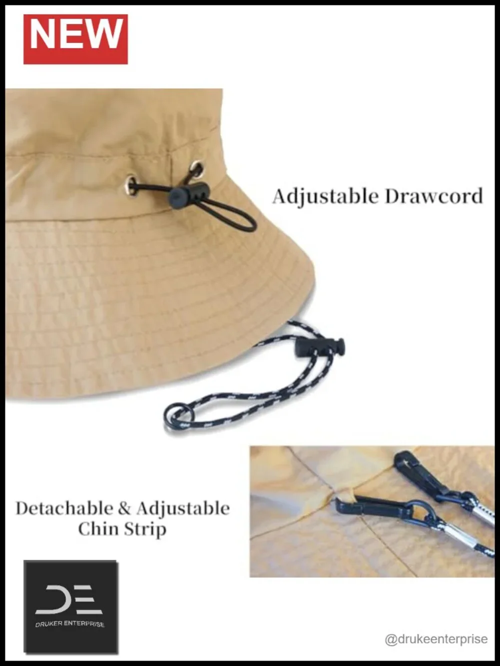 Packable Quick Dry Sun Bucket Hat with Detachable Chin Strap